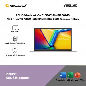 ASUS Vivobook Go E1504F-ANJ871WMS Laptop (AMD Ryzen™ 3 7320U | 15.6" FHD | 8GB RAM | 512GB SSD | AMD Radeon™ Graphics | Windows 11 Home |Microsoft Office Home 2024 + Microsoft 365)