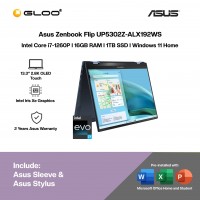 [Pre-order] Asus Zenbook Flip UP5302Z-ALX192WS 2-in-1 Laptop (i7-1260P,16G,1TB SSD,Intel Iris Xe,H&S,13.3"4K OLED-T,W11H,Blue)[ETA: 3-5 working days]