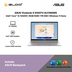 ASUS Vivobook S S3407V-ALY066WS Laptop (Intel® Core™ i5-13420H | 14" WUXGA | 16GB RAM | 1TB SSD | Intel® UHD Graphics | Windows 11 Home |Microsoft Office Home 2024 + Microsoft 365)