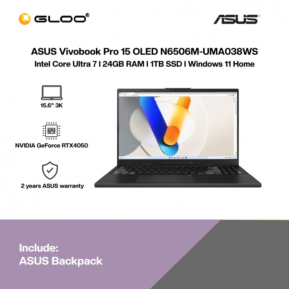 [Pre-order] ASUS Vivobook Pro 15 OLED N6506M-UMA038WS Laptop (CU7-155H,24GB,1TB SSD,RTX4050 6GB,H&S,15.6” 3K OLED,W11H,Grey,2Y) [ETA:3-5 working days]