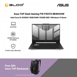[NVIDIA l Pre-order] Asus TUF Dash Gaming F15 FX517Z-MHN144W Gaming Laptop (NVIDIA® GeForce RTX™ RTX3060 6GB,i5-12450H,8GB,512GB SSD,15.6"FHD,W11H,Black)[ETA:3-5 working days]