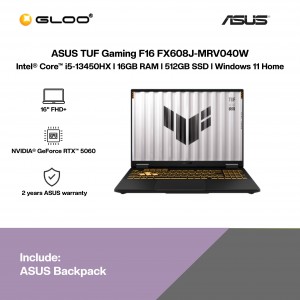 ASUS TUF Gaming F16 FX608J-MRV040W Gaming Laptop (NVIDIA® GeForce RTX™ 5060 | C i5-13450HX | 16" FHD+ | 16GB RAM | 512GB SSD | Windows 11 Home)