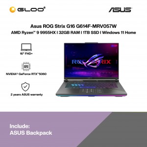 ASUS ROG Strix G16 G614F-MRV057W Gaming Laptop (AMD Ryzen 9 9955HX|16” FHD+| 32GB RAM | 1TB SSD | NVIDIA RTX 5060 | Windows 11 Home)