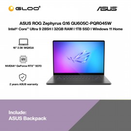 ASUS ROG Zephyrus G16 GU605C-PQR045W Gaming Laptop (NVIDIA® GeForce RTX™ 5070 | Intel Core Ultra 9-285H | 16" 2.5K WQXGA | 32GB RAM | 1TB SSD | Windows 11 Home)