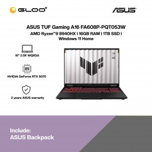 ASUS TUF Gaming A16 FA608P-PQT053W Gaming Laptop (NVIDIA® GeForce RTX™ 5070 | R9-8940HX | 16" 2.5K WQXGA | 16GB RAM | 1TB SSD | Windows 11 Home)
