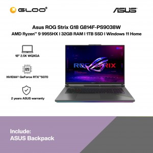 ASUS ROG Strix G18 G814F-PS9038W Gaming Laptop (AMD Ryzen 9 9955HX|18” 2.5K WQXGA | 32GB RAM | 1TB SSD | NVIDIA RTX 5070 | Windows 11 Home) 
