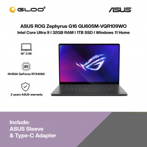 [Pre-order] ASUS ROG Zephyrus G16 GU605M-VQR109WO Gaming Laptop (U9-185H,32GB,1TB SSD,RTX4060 8GB,16”WQXGA,W11H,Gray,2Y) [ETA:3-5 working days]