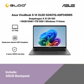[Pre-order] ASUS VivoBook S 14 S3407Q-ASF048WS Laptop (SD X126100,16GB,1TB,14",W11,GRY,H&S+M365) [ETA:6-8 working weeks if no delay]