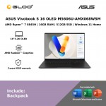 ASUS Vivobook S 16 OLED M5606U-AMX068WSM Laptop (R7-8845HS,16GB,512GB SSD,AMD Radeon Graphics,H&S+M365,16”3.2K OLED,W11H,Black,2Y)
