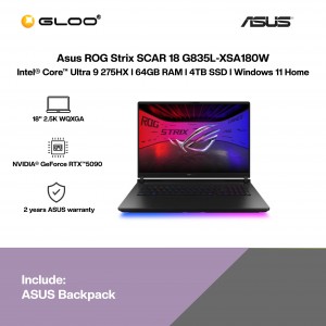 ASUS ROG Strix SCAR 18 G835L-XSA180W Gaming Laptop (Intel Core Ultra 9 Processor 275HX | 18" 2.5K WQXGA | 64GB RAM | 4TB SSD | NVIDIA RTX 5090 | Windows 11 Home)