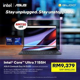 ASUS Zenbook Pro Duo UX8406M-APZ032WSM Laptop (Intel® Core™ Ultra 7 155H | 14" 3K OLED Touch | 32GB RAM | 1TB SSD | Intel® Arc™ Graphics | Windows 11 Home |Microsoft Office Home 2024 + Microsoft 365)