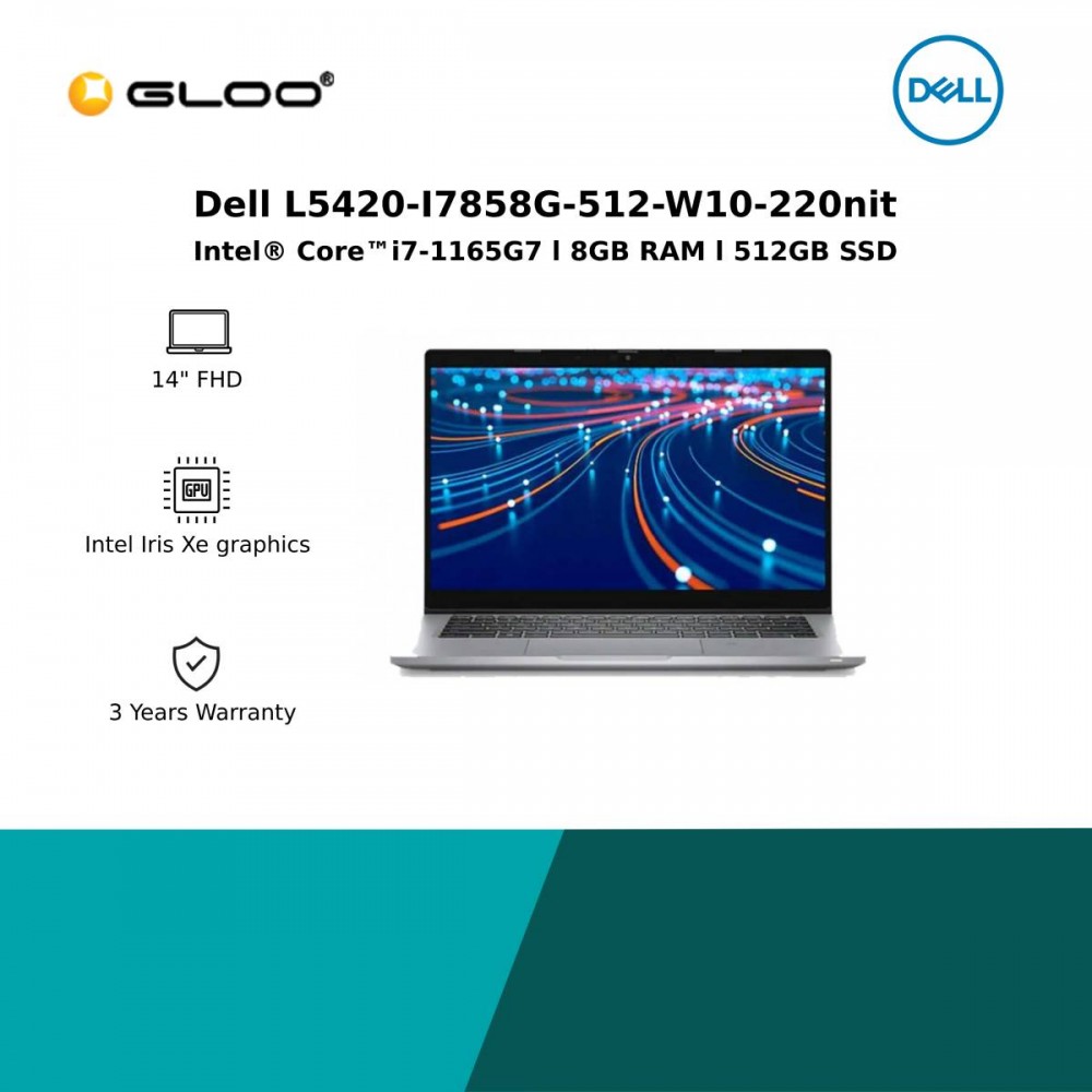 Dell L5420-i7858G-512-W10-220nit Notebook (i7-1165G7,8GB,512GB SSD,Intel Iris Xe Graphics,14'', Win10 Pro,3 Yr PS)