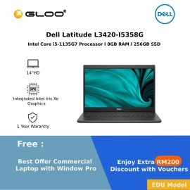 Dell Latitude L3420-I5358G-256-W10-HD Notebook (i5-1135G7,8GB,256GB SSD,Intel Iris Xe,14"HD,W10P,1Yr)