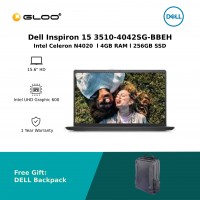 Dell Inspiron 15 3510-4042SG-BBEH (Celeron N4020,4GB,256GB SSD,Intel UHD Graphics 600,15.6"HD,W10H,Blk)