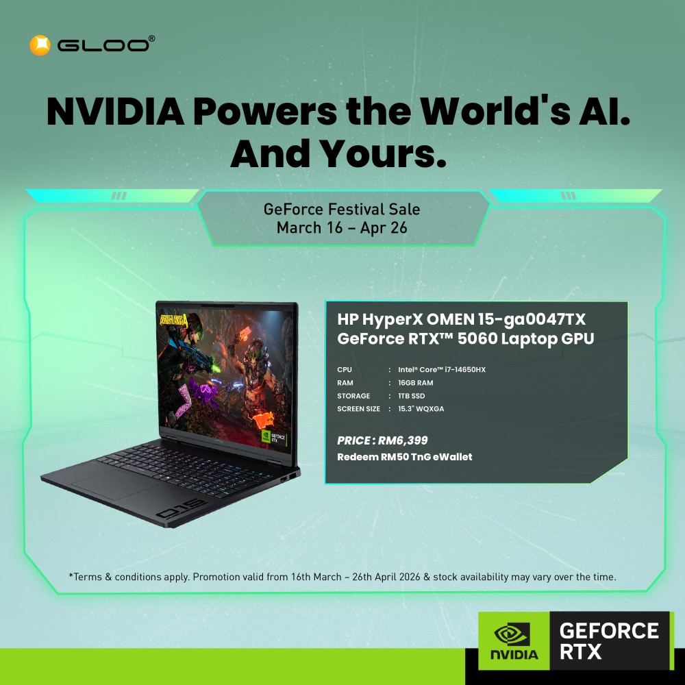 HP HyperX OMEN Gaming Laptop PC 15-ga0047TX (NVIDIA® GeForce RTX™ 5060 | C i7-14650HX | 15.3" WQXGA | 16GB RAM | 1TB SSD | Windows 11 Home | Microsoft Office Home 2024 + Microsoft 365 Basic)