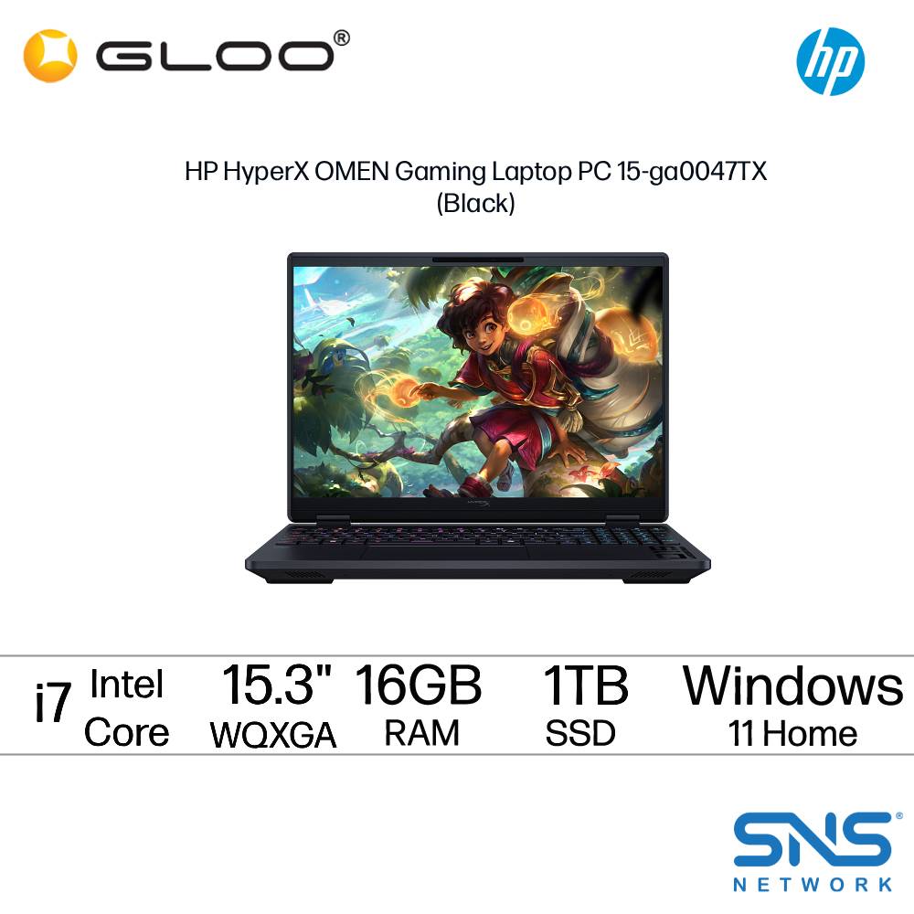 HP HyperX OMEN Gaming Laptop PC 15-ga0047TX (NVIDIA® GeForce RTX™ 5060 | C i7-14650HX | 15.3" WQXGA | 16GB RAM | 1TB SSD | Windows 11 Home | Microsoft Office Home 2024 + Microsoft 365 Basic)