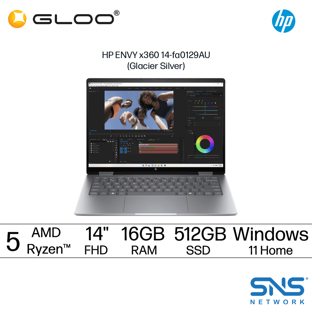 HP ENVY x360 14-fa0129AU Laptop (AMD Ryzen™ 5 8640HS | 14” WUXGA  | 16GB RAM | 512GB SSD | AMD Radeon™ Graphics | Windows 11 Home | Microsoft Office Home 2024 + Microsoft 365 Basic) 