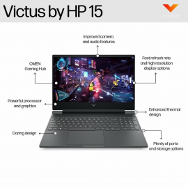 HP Victus Gaming Laptop 15-fa2726TX 15.6'' FHD (Intel® Core™ i5-13420H, 16GB, 512GB SSD, NVIDIA® GeForce RTX™ 4050 Laptop GPU (6 GB), Windows 11 Home - Mica Silver [FREE Backpack]