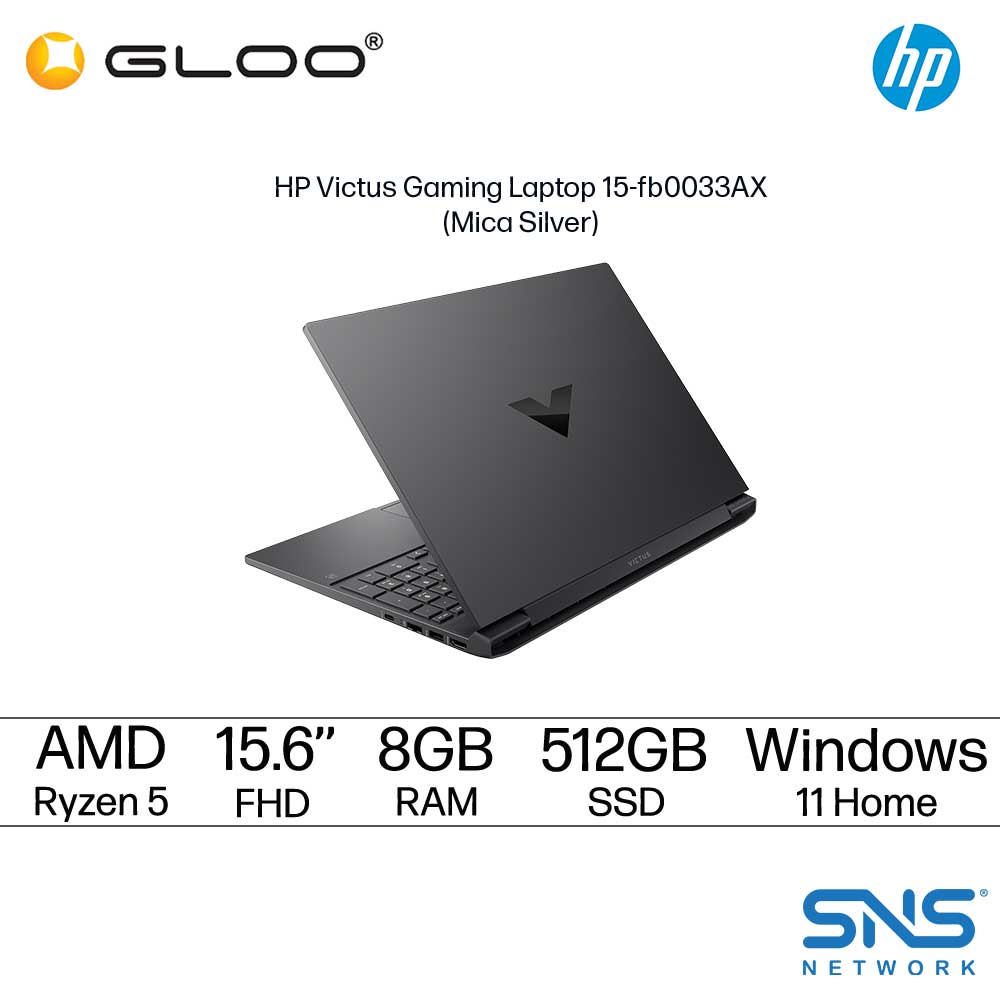 HP Victus Gaming Laptop 15-fb0033AX 15.6" FHD (AMD Ryzen 5 5600H, 512GB SSD, 8GB, AMD Radeon RX 6500M Graphics 4GB, W11H) - Mica Silver (Grab/Touch & Go Credit Redemption : 1/5-31/7*)
