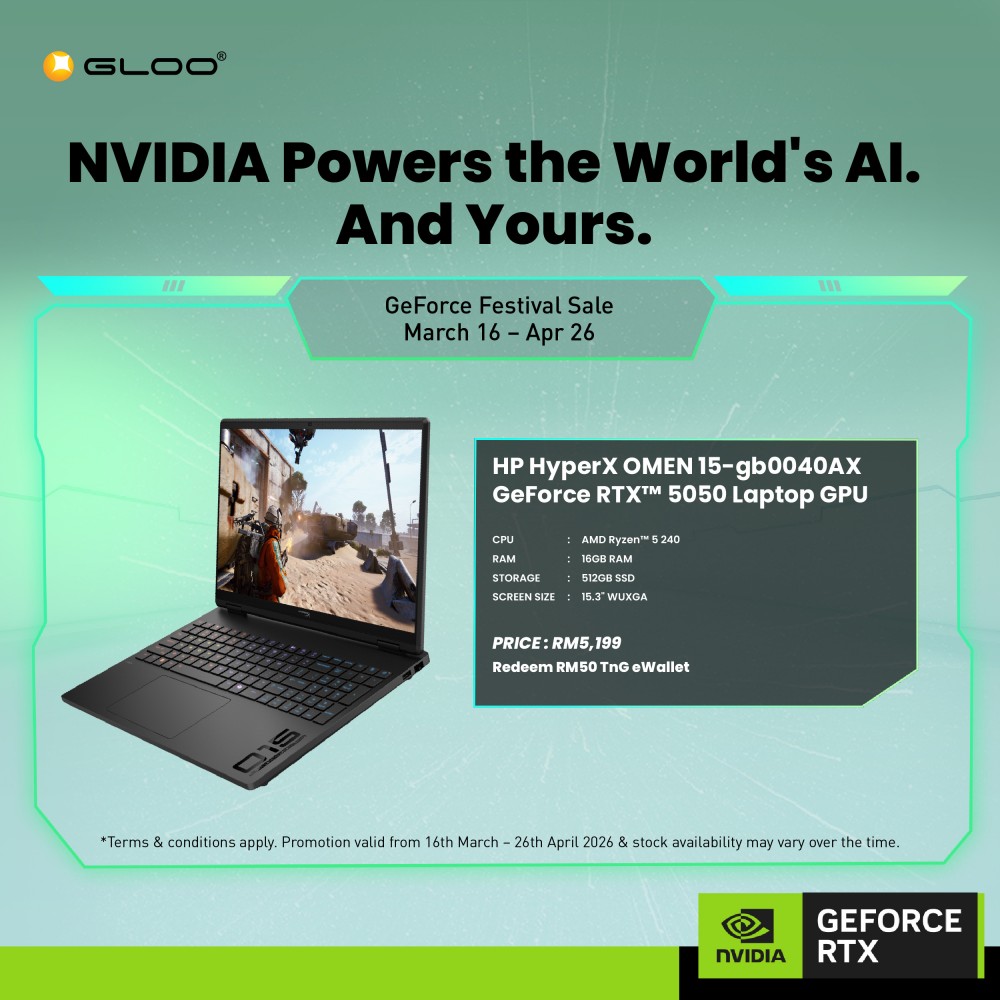HP HyperX OMEN Gaming Laptop PC 15-gb0040AX (NVIDIA® GeForce RTX™ 5050 | R5-240 | 15.3" WUXGA | 16GB RAM | 512GB SSD | Windows 11 Home | Microsoft Office Home 2024 + Microsoft 365 Basic)