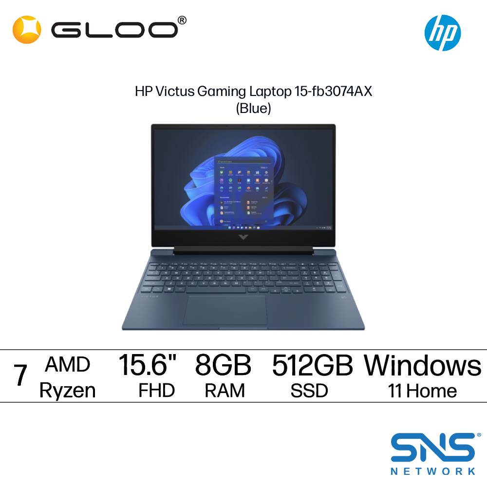 HP Victus 15-fb3074AX Gaming Laptop (AMD Ryzen™ 7 7445H | 15.6" FHD | 8GB RAM | 512GB SSD | NVIDIA® GeForce RTX™ 2050 Graphics | Windows 11 Home | Preinstalled Microsoft Office Home 2024 + 1 Year Office 365 Basic )