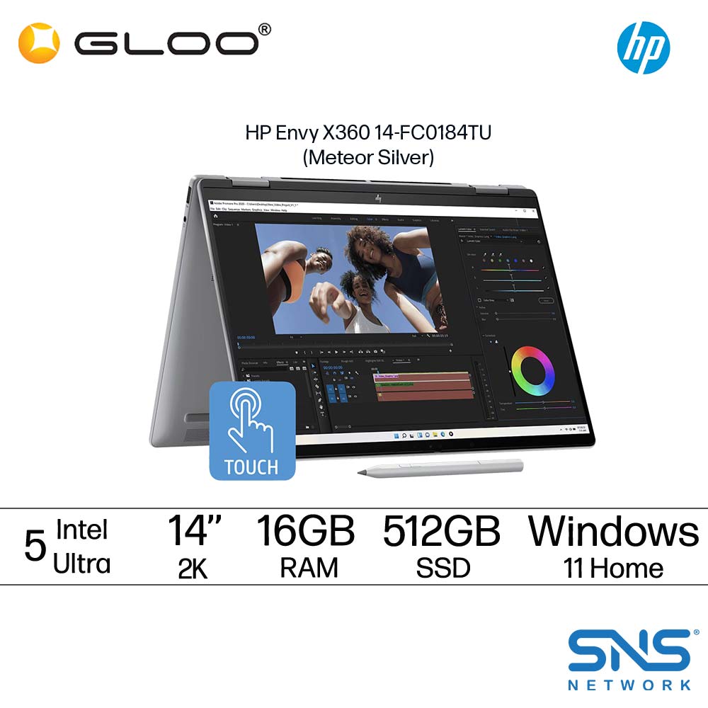 HP Envy x360 14 inch 2-in-1 Laptop 14-fc0184TU (Intel® Core™ Ultra 5 125U | 14'' WUXGA Touch | 16GB RAM | 512GB SSD | Intel | Windows 11 Home | Pre-installed MS Office Home & Student 2021 + Microsoft 365 Basic)