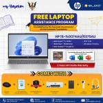 (my-Yayasan) HP Laptop 15-fc0374AU 15.6'' FHD (AMD Ryzen™ 5 7430U | 16GB | 512GB | AMD Radeon™ Graphics | Windows 11 | Preinstalled Home Microsoft Office Home and Student 2024 + 1 Year Office 365 Basic)