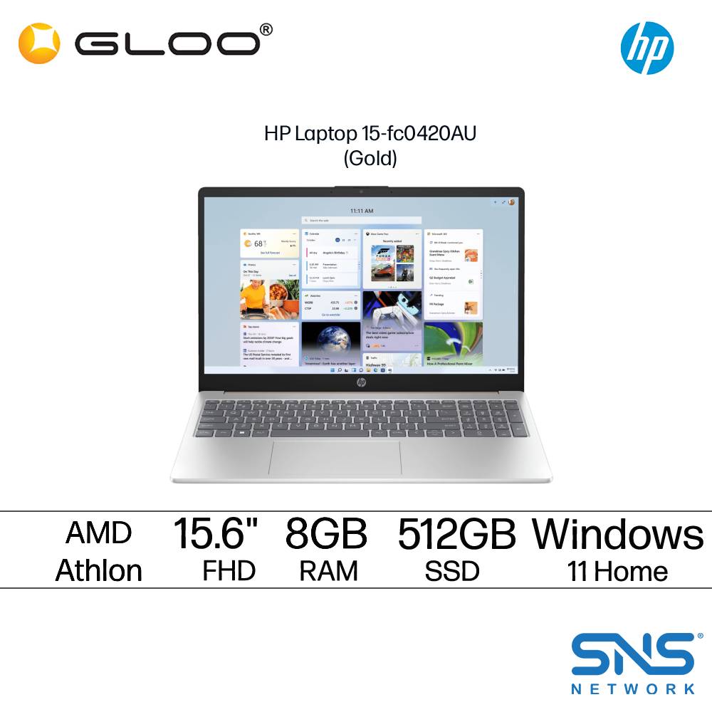 HP Laptop 15-fc0420AU (AMD Athlon™ Silver 7120U | 8GB | 512GB SSD | AMD Radeon™ Graphics	 | Windows 11 Home | Preinstalled Microsoft Office Home 2024 Malaysia +  1 Year Office 365 Basic)
