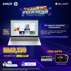 HP Laptop 15-fc0445AU (AMD Ryzen™ 7 5825U | 15.6"FHD | 12GB RAM | 512GB SSD | AMD Radeon™ Graphics | Windows 11 Home | Microsoft Office Home 2024 + Microsoft 365 Basic)