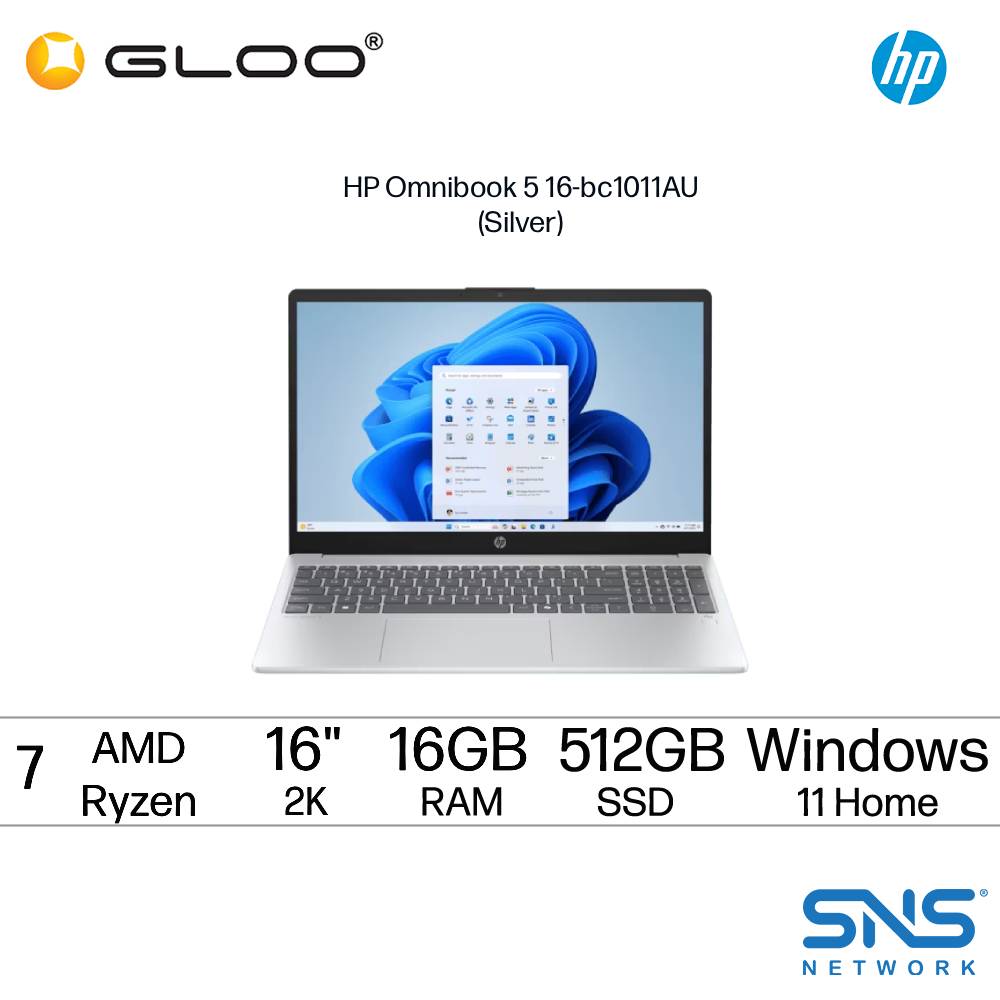 HP Omnibook 5 16-bc1011AU Laptop (AMD Ryzen 7 8840U | 16" 2K WUXGA | 16GB RAM | 512GB SSD | AMD Radeon 780M Graphics | Windows 11 Home | Microsoft Office Home 2024 + Microsoft 365 Basic)