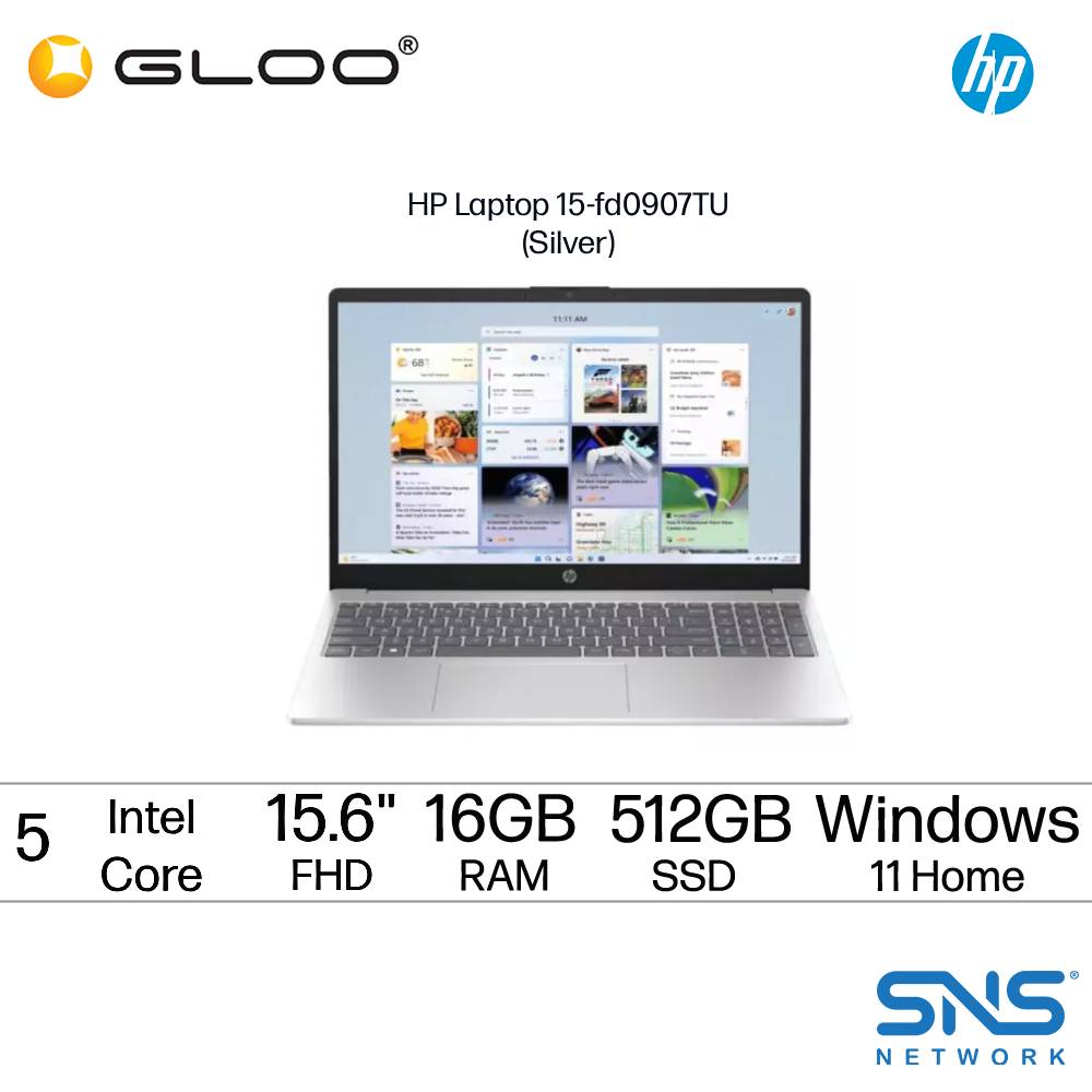 HP Laptop 15-fd0907TU (Intel Core 5-120U | 15.6" FHD | 16GB RAM | 512GB SSD | Intel® Graphics | Windows 11 Home | Preinstalled Microsoft Office Home 2024 + Microsoft Office 365 Basic)