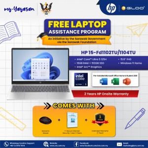 (my Yayasan) HP Laptop 15-fd1101TU 15.6'' FHD (Intel® Core™ Ultra 5 125H | 16GB | 512GB | Intel® Arc™ Graphics | Windows 11 Home | Preinstalled Microsoft Office Home & Student)
