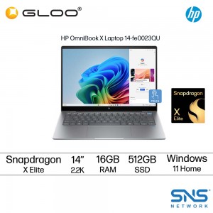 HP OmniBook X Laptop 14-fe0023QU (Snapdragon X Elite X1E 78 100 | 14" 2.2K Touch | 16GB RAM | 1TB SSD | Qualcomm AI Engine | W11 Home | Office+M365)