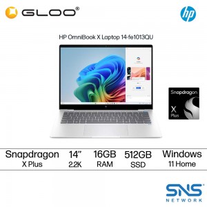 HP OmniBook X 14-fe1013QU Laptop (Snapdragon X Plus X1P 42 100 | 14" 2.2K Touch | 16GB RAM | 512GB SSD | Qualcomm Adreno GPU | W11 Home | Office+M365)