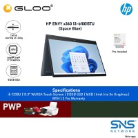 HP ENVY x360 13-bf0015TU 13.3" WUXGA Touch Screen 2 in 1 Laptop (i5-1230U, 512GB SSD, 16GB, Intel Iris Xe Graphics, W11H) - Space Blue [FREE] Backpack + Pen + USB-C Hub + MS Office Home & Office (ecredit redemption : 1/2/-30/4*)