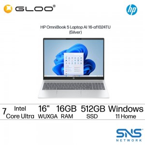 HP OmniBook 5 Laptop AI 16-af1024TU (Intel Core Ultra 7 255U | 16" 2K WUXGA Touch | 16GB RAM | 512GB SSD | Intel Graphics | Windows 11 Home | Microsoft Office Home 2024 + Microsoft 365 Basic)