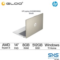 HP Laptop 14-em0044AU 14'' FHD (AMD Ryzen 5 7520U, 512GB, 8GB, AMD Radeon™ Graphics, W11H) - Gold [FREE] HP Backpack + Preinstalled Microsoft Office Home And Office (Grab/Touch & Go Credit Redemption : 1/5-31/7*)