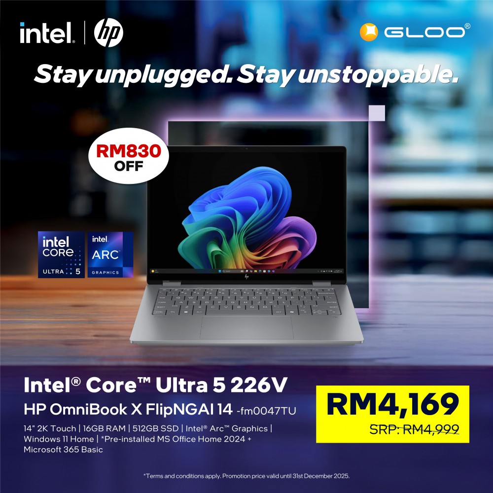 HP OmniBook X Flip Laptop 14 inch Next Gen AI 14-fm0047TU (Intel® Core™ Ultra 5 226V | 14" 2K touch | 16GB | 512GB SSD | Windows 11 Home | Microsoft Office Home 2024 + 1 Year Office 365 Basic)