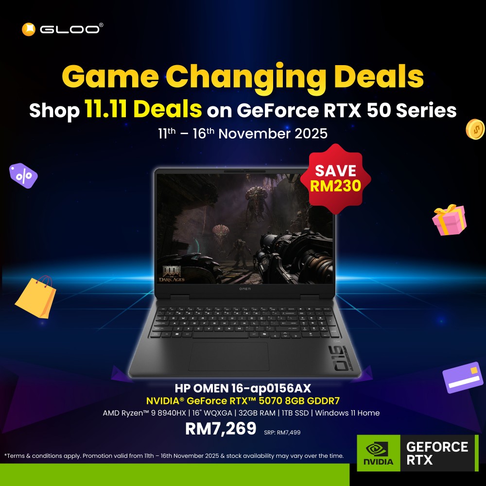 HP OMEN Gaming Laptop 16-ap0156AX (NVIDIA® GeForce RTX™ 5070 | AMD Ryzen™ 9 8940HX | 16" WQXGA | 32GB RAM | 1TB SSD | Windows 11 Home | Office+M365)