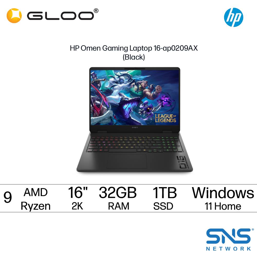 HP Omen Gaming Laptop 16-ap0209AX Gaming Laptop (AMD Ryzen 9 8940HX | 16" 2K WUXGA | 32GB RAM | 1TB SSD | NVIDIA GeForce RTX 5060 | Windows 11 Home | Microsoft Office Home 2024)