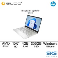 HP Laptop 15s-eq1558AU 15.6" HD (AMD Athlon 3050U, 256GB SSD, 4GB, AMD Radeon Graphics, W11H) - Silver [FREE] HP Backpack + Pre-Installed with Microsoft Office Home and Student (Grab/Touch & Go credit redemption : 1/2/-30/4*)