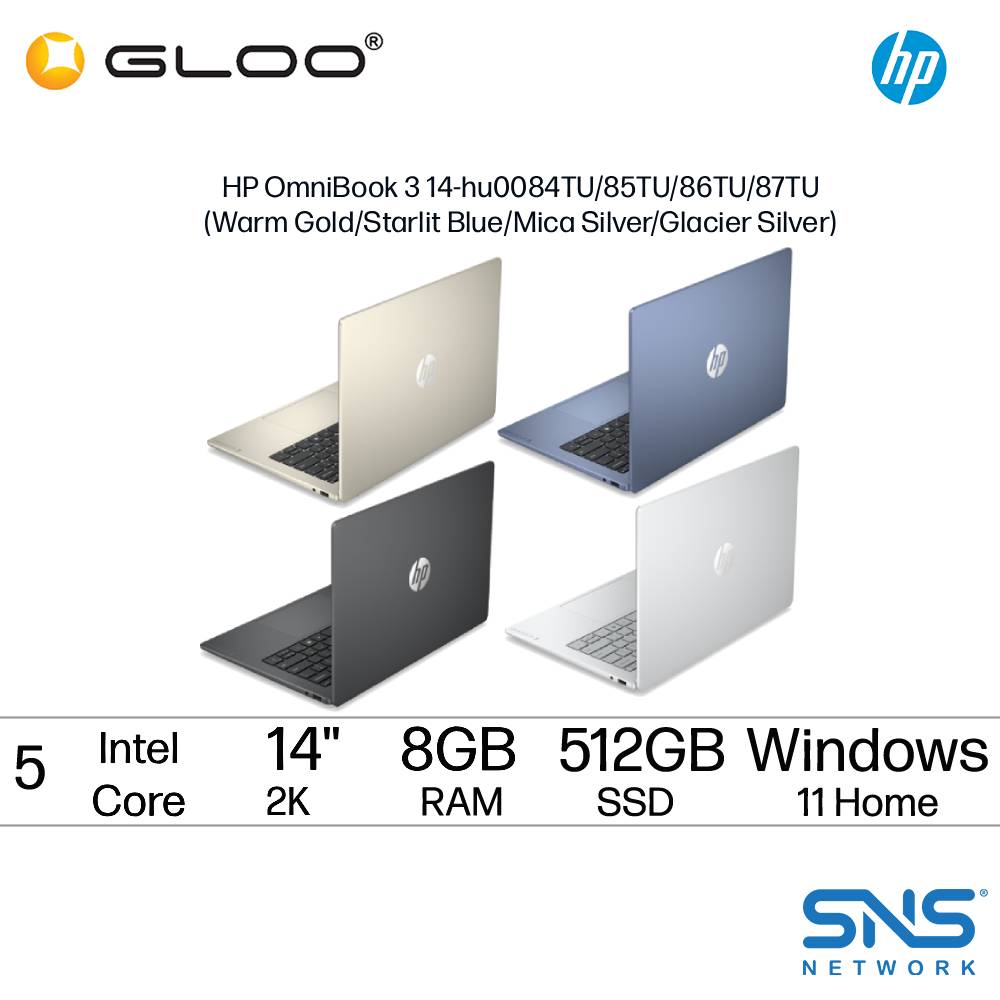 HP OmniBook 3 14-hu0084TU Laptop (Intel Core 5-120U | 14" 2K | 8GB RAM | 512GB SSD | Intel Graphics | Windows 11 Home | Microsoft Office Home 2024 + Microsoft 365 Basic | Warm Gold)