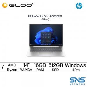 HP ProBook 4 G1a 14 CC0D2PT Business Laptop (AMD Ryzen™ 7 250 | 14" WUXGA | 16GB RAM | 512GB SSD | AMD Radeon™ 780M Graphics | Windows 11 Pro | 1 Year HP Warranty)