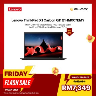[Ready stock] Lenovo ThinkPad X1 Carbon G11 21HM007EMY Laptop (i5-1335U,16GB,512GB SSD,Intel Iris Xe,14"WUXGA T,W11P,3Y)