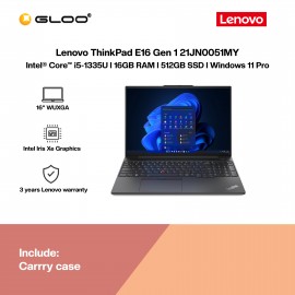 Lenovo ThinkPad E16 Gen 1 21JN0051MY Laptop (i5-1335U,16GB,512GB SSD,Intel Iris Xe,16"WUXGA,W11P,Blk,3 Yrs Prem)