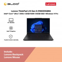 Lenovo ThinkPad L14 Gen 6 21S6005QMA Business Laptop (Intel® Core™ Ultra 7 Processor 255U | 14" WUXGA | 32GB RAM | 512GB SSD | Intel Graphics | Windows 11 Pro | Free Lenovo Backpack & Lenovo Mouse)
