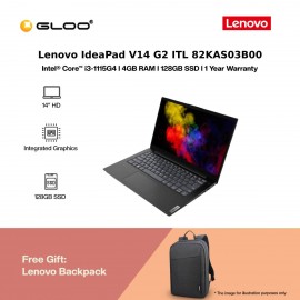 Lenovo V14 G2 ITL INTEL 82KAS03B00(i3-1115G4,4GB,128GB SSD,Integrated Graphics,14.0"HD,W10P) [FREE Logitech Mouse, While stock last]