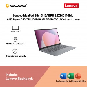 Lenovo IdeaPad Slim 3 15ABR8 82XM0146MJ Laptop (AMD Ryzen™ 7 5825U | 15.6” FHD | 16GB RAM | 512GB SSD | AMD Radeon™ Graphics | Windows 11 Home | Microsoft Office Home 2024 + Microsoft 365)