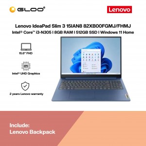 Lenovo IdeaPad Slim 3 15IAN8 82XB00FHMJ (Intel® Core™ i3-N305 | 15.6"FHD | 8GB RAM | 512GB SSD |Intel UHD Graphics | Windows 11 Home | Microsoft Office Home 2024 + Microsoft 365)