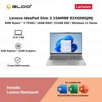 Lenovo IdeaPad Slim 3 15AMN8 82XQ00GJMJ Laptop (AMD Ryzen™ 5 7520U Processor |15.6"FHD | 16GB RAM | 512GB SSD | AMD Radeon™ 610M Graphics | Windows 11 Home) 